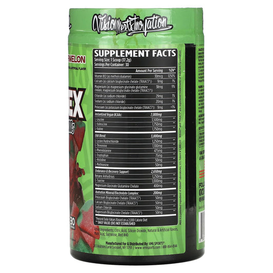 Aminogex Ultra tub with scoop showing BCAAs and electrolytes for during-workout hydration.