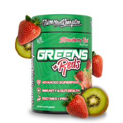 VMI Sports Greens Reds bottle featuring Strawberry Kiwi flavor for daily immunity and gut support.