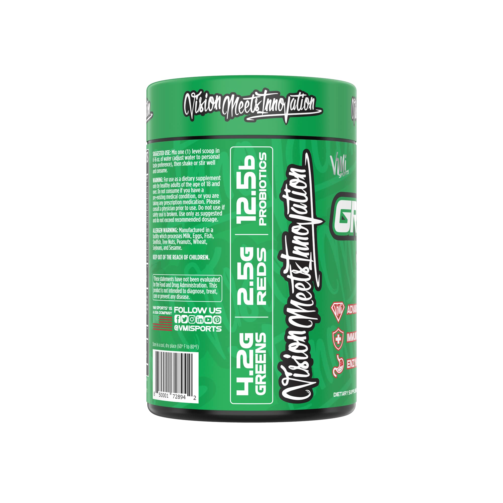 VMI Sports Greens + Reds chocolate powder dissolves quickly in water
