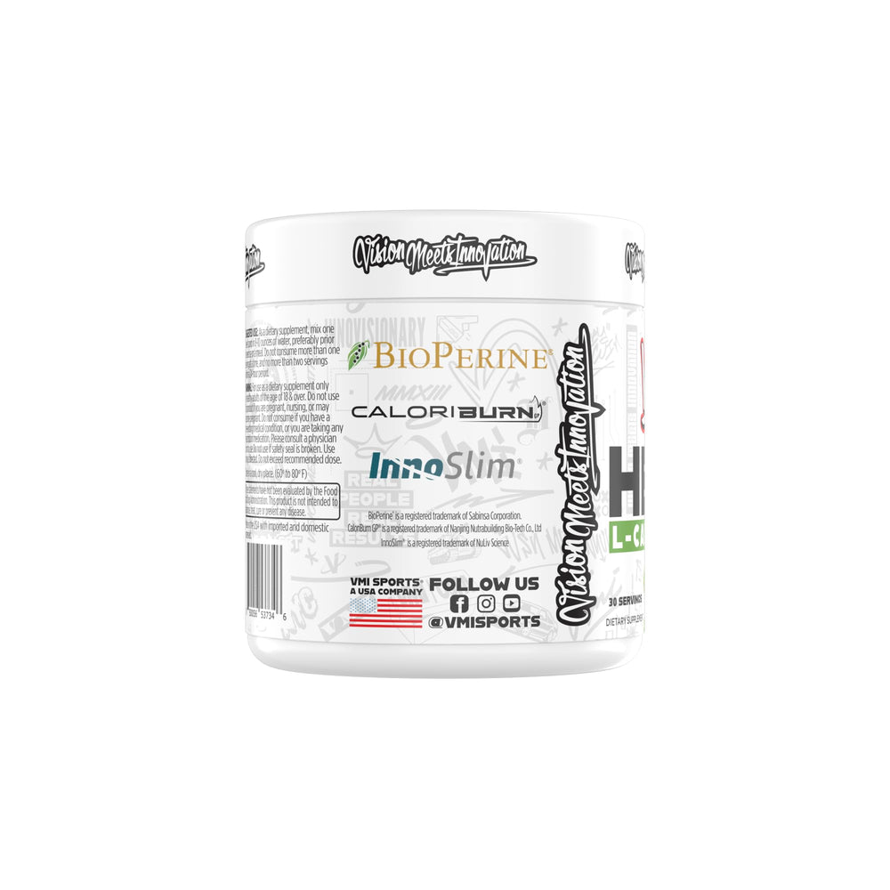 VMI Sports Heat L-Carnitine powder scoop ready to mix for endurance support