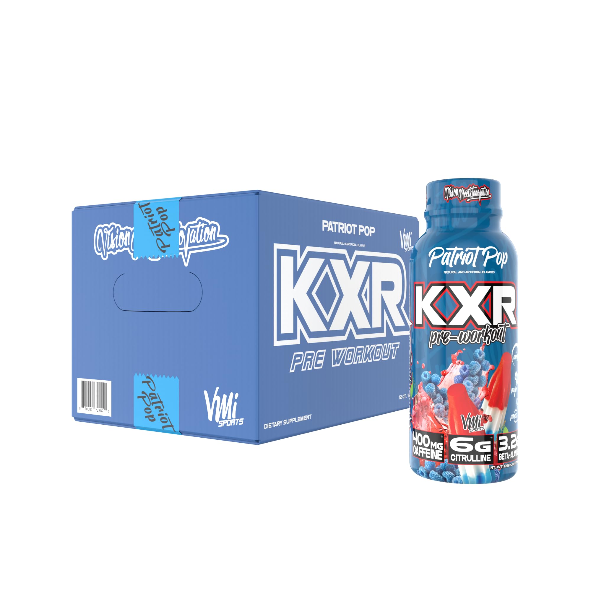 VMI Sports KXR Patriot Pop bottle ready-to-drink energizer for workouts.