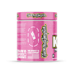 Scoop beside the tub shows precise pre-workout serving for consistent mixing.