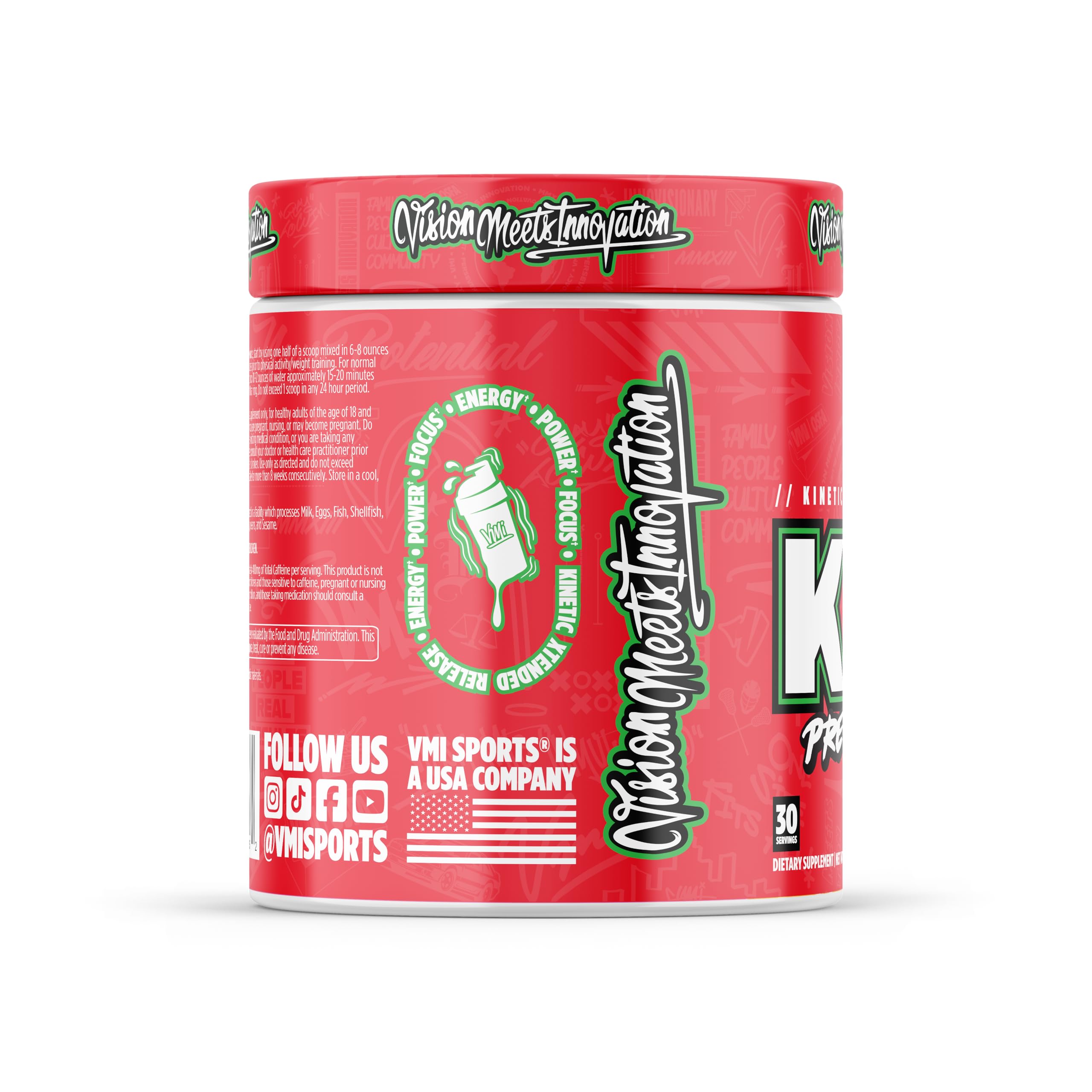 VMI Sports KXR pre-workout scoop ready to measure a quick energy serving.
