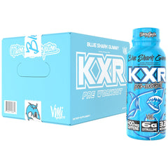 VMI Sports KXR ready-to-drink blue gummy bottle front for quick energy before workouts.