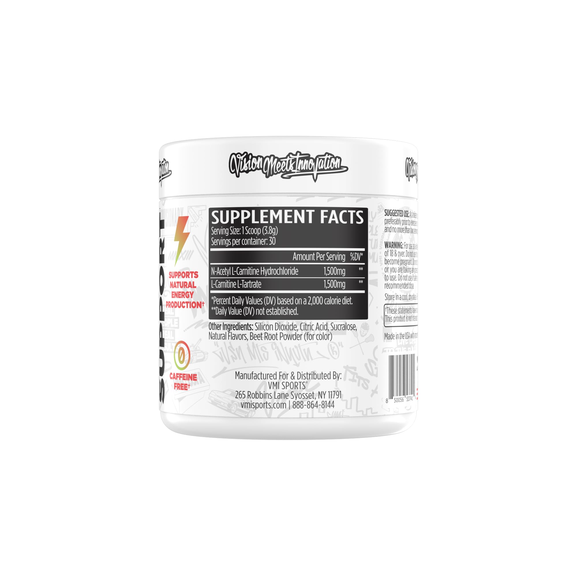 VMI Sports L-Carnitine 3000 powder scoop ready for convenient serving.
