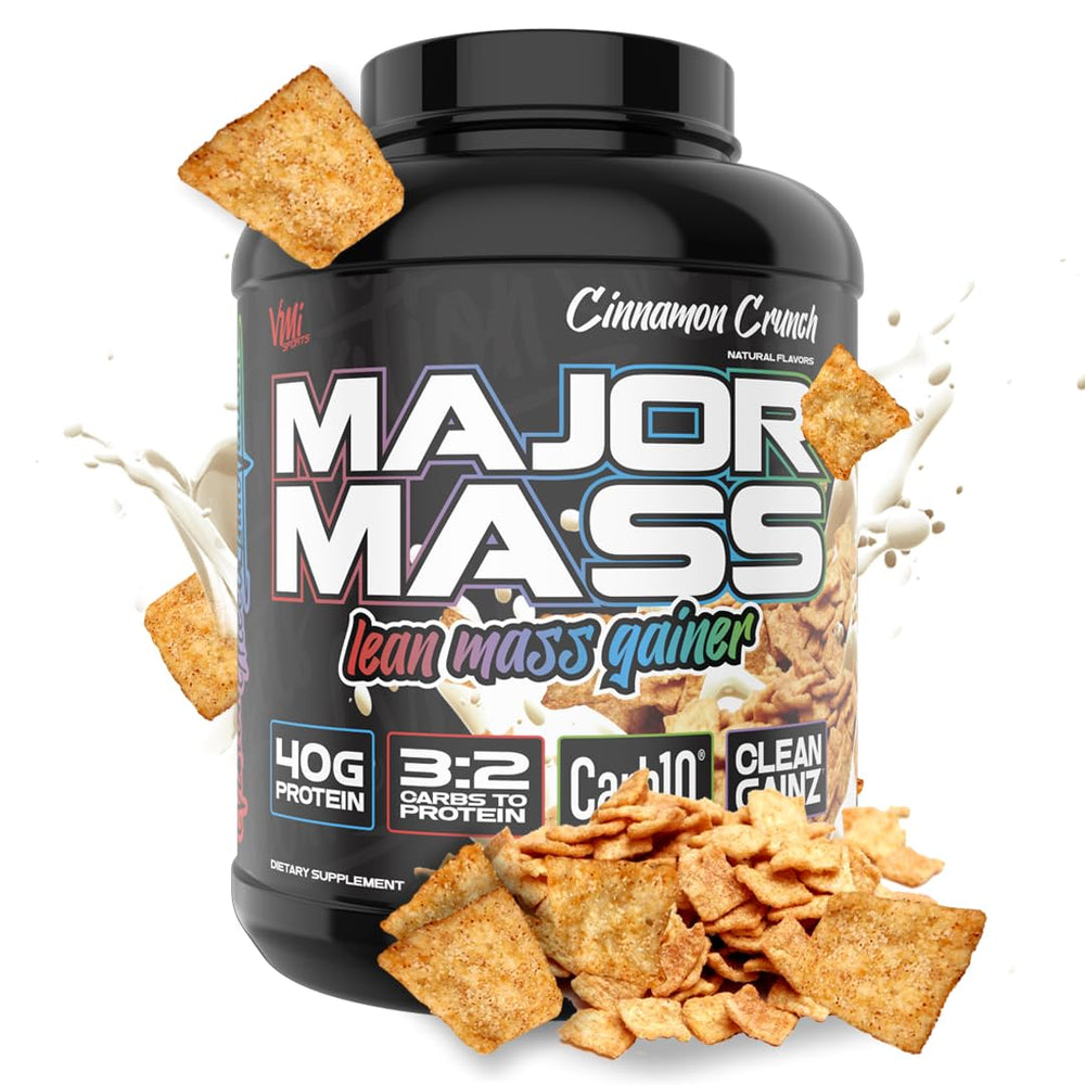 VMI Sports Major Mass bottle on counter highlighting convenient serving size