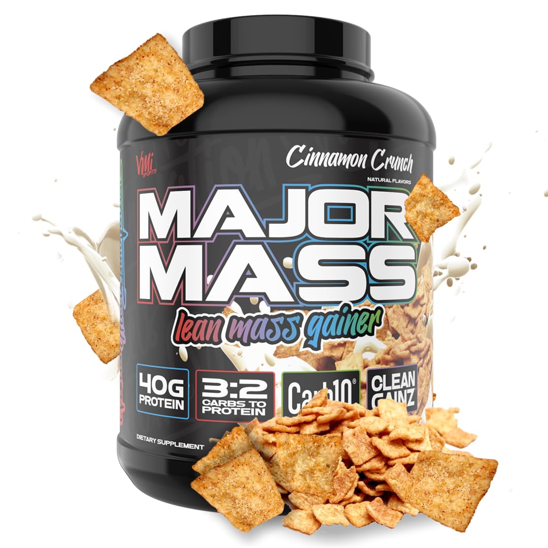VMI Sports Major Mass bottle on counter highlighting convenient serving size