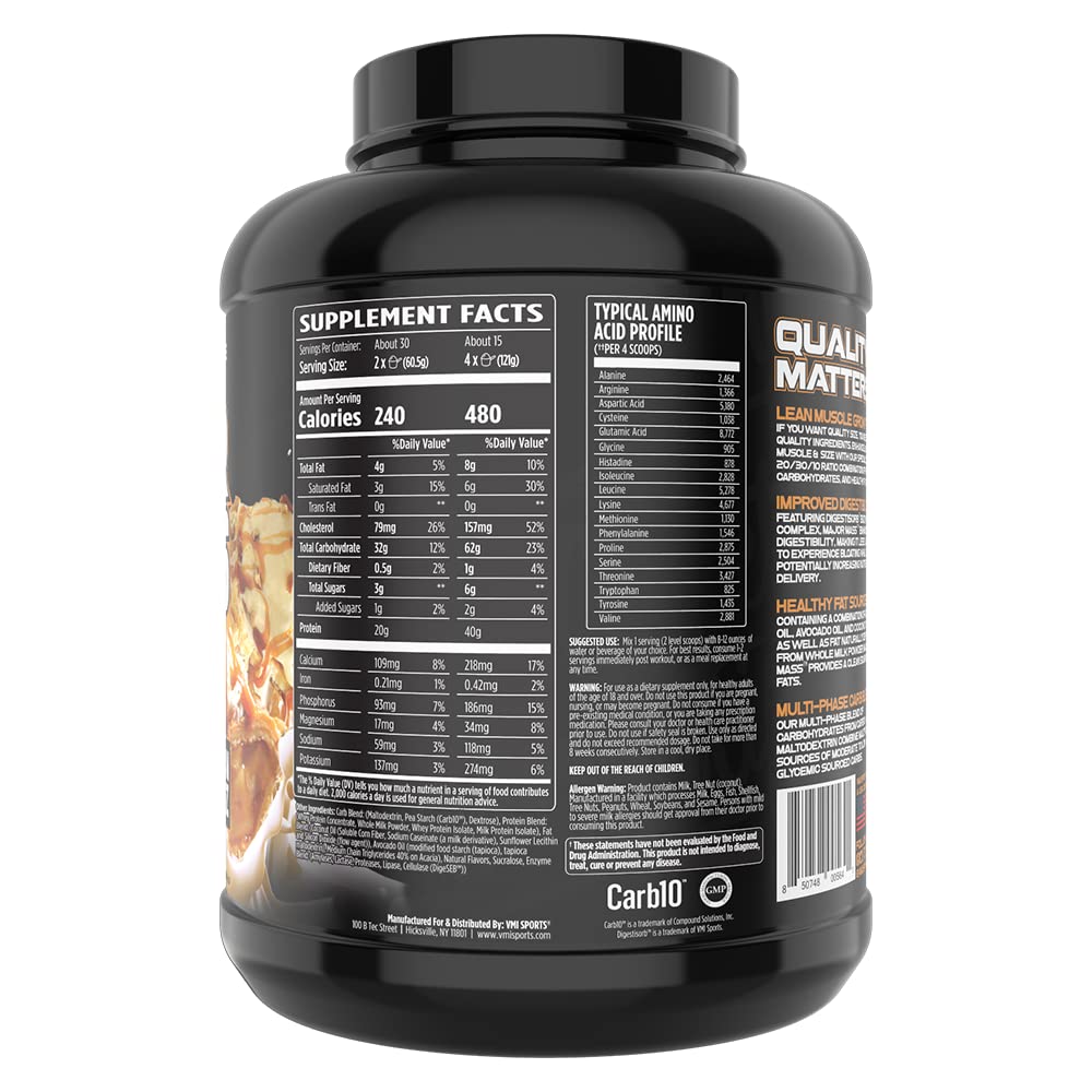 VMI Sports Major Mass gainer scoop sits ready for quick, macro-balanced meals.