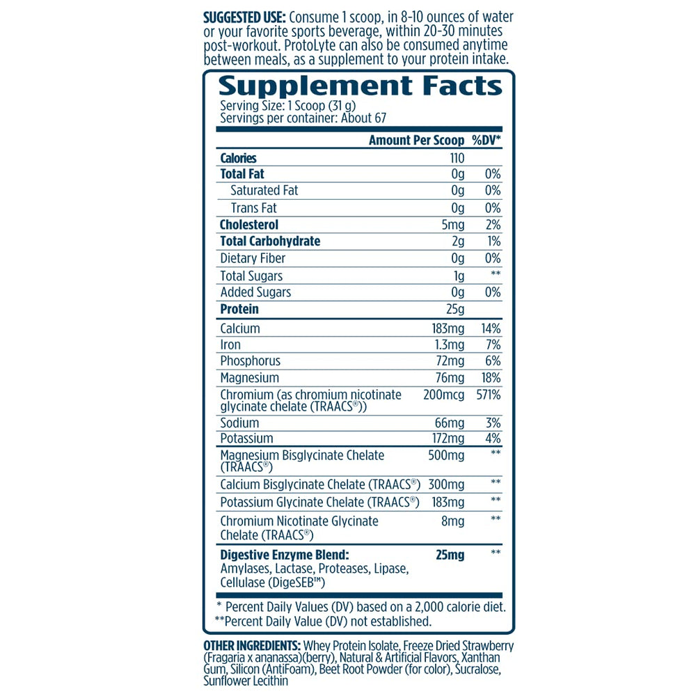 ProtoLyte strawberry flavor scoop highlights convenient dosing and taste
