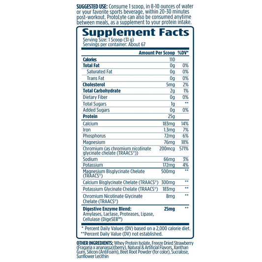 ProtoLyte strawberry flavor scoop highlights convenient dosing and taste