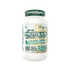 VMI Sports Protolyte Vanilla Cake Batter tub highlighting plant protein blend for fueling.