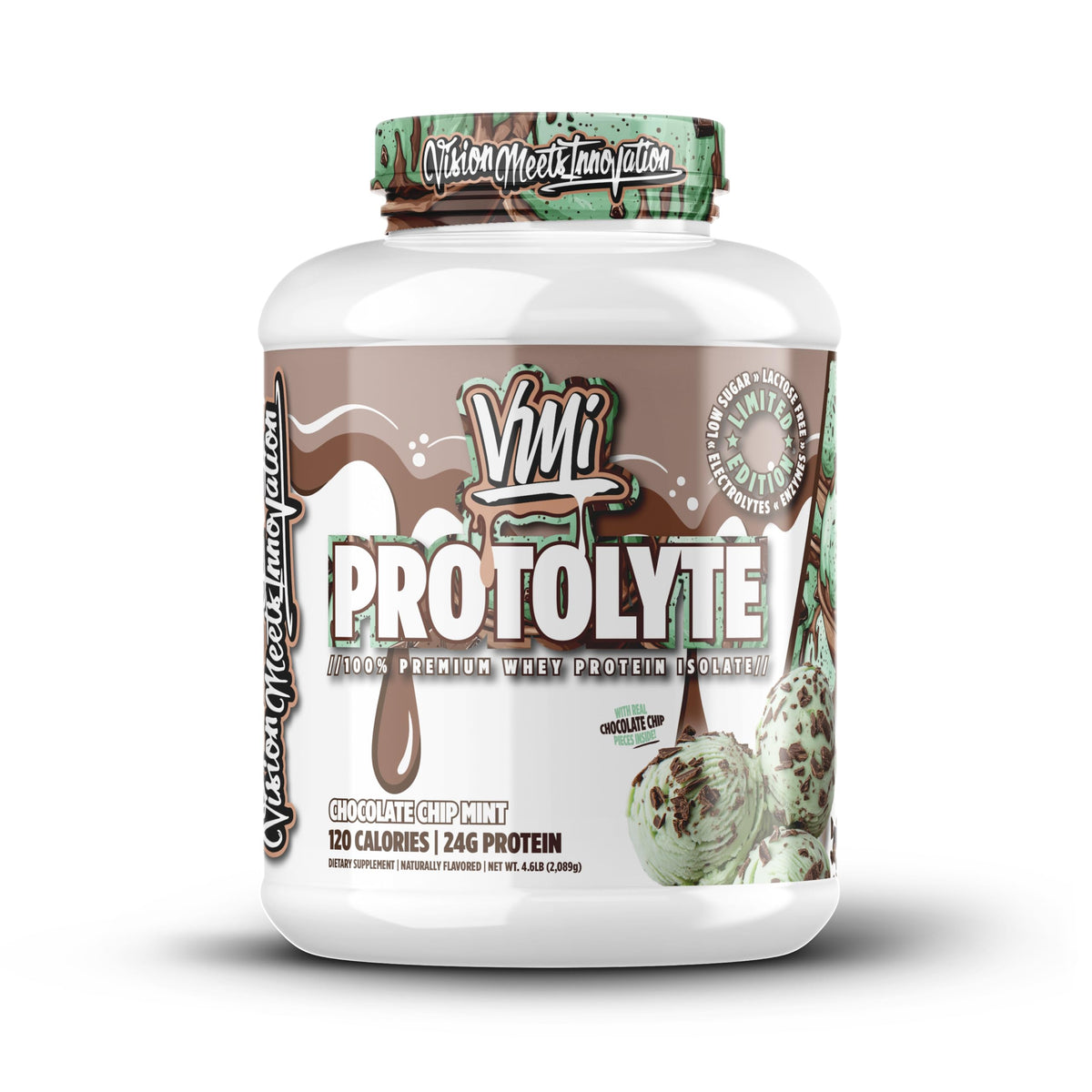 VMI Sports Protolyte bottle with mint chocolate chip for post-workout recovery