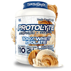 VMI Sports ProtoLyte bottle shows Vanilla Peanut Butter flavor for lean muscle support and recovery