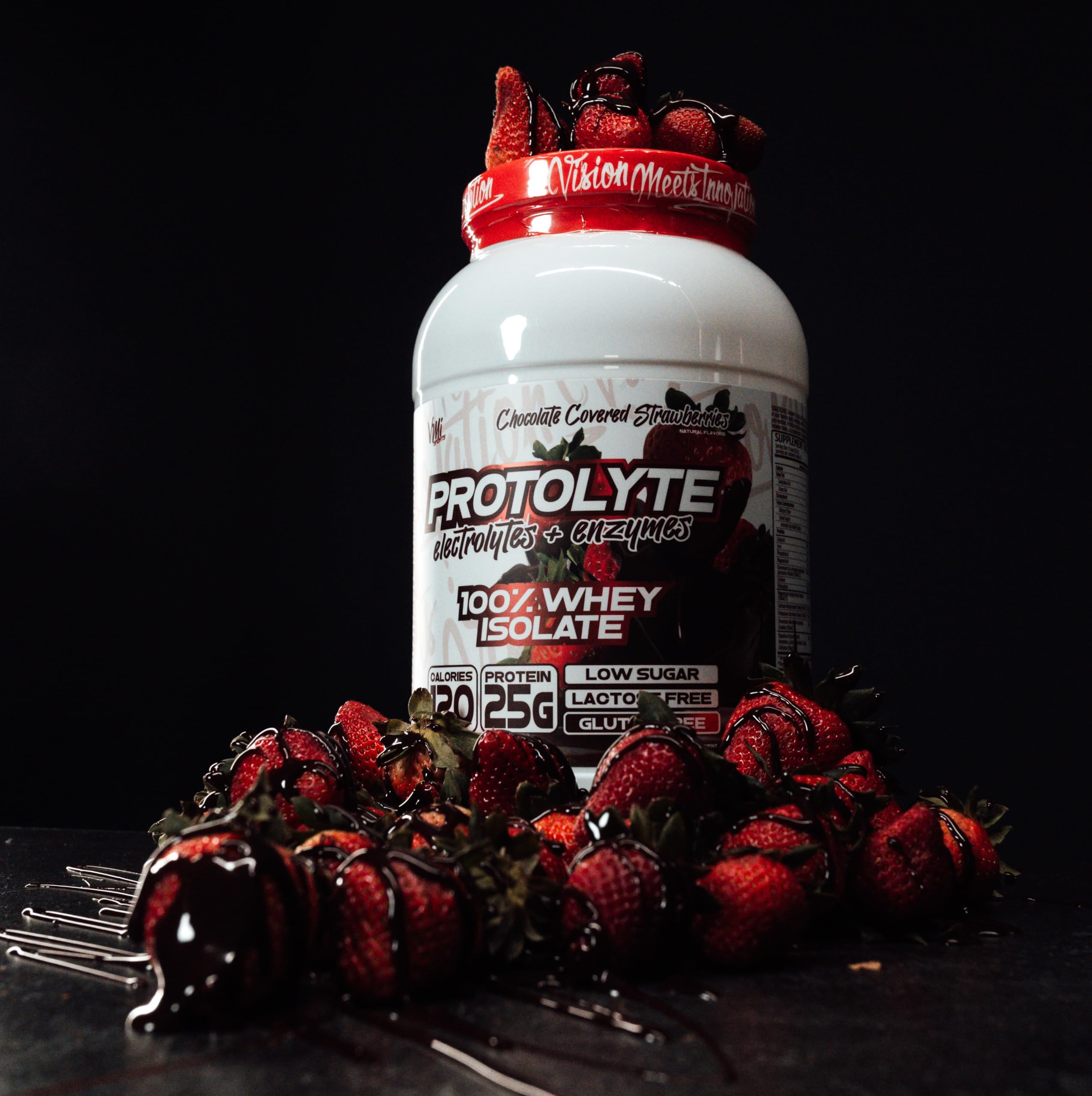 ProtoLyte Chocolate Covered Strawberries flavor visual on the jar