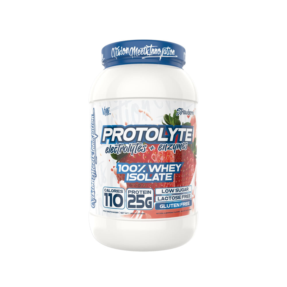 Close-up of ProtoLyte ingredients panel highlights key components.