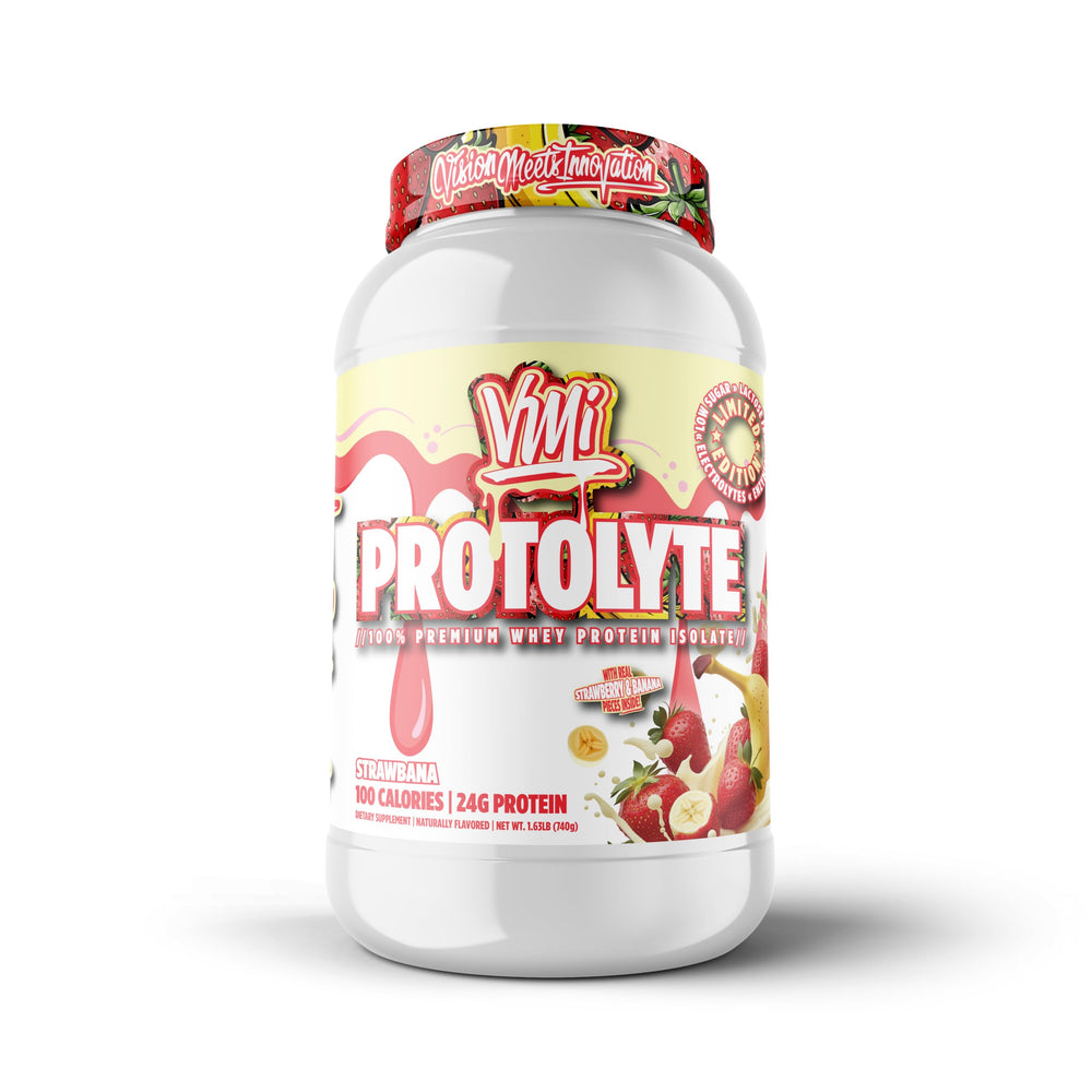 VMI Sports Protolyte tub front, promoting lean protein.