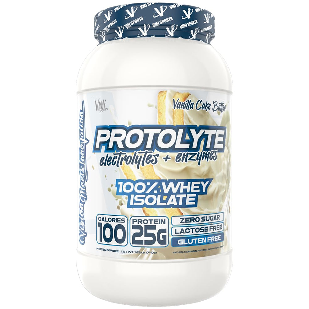 VMI ProtoLyte packaging highlights non-GMO ingredients for quality-conscious athletes.