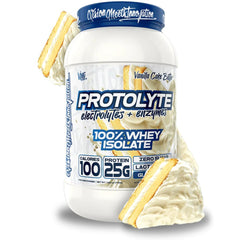 VMI Sports ProtoLyte whey isolate vanilla cake batter tub for lean muscle support.