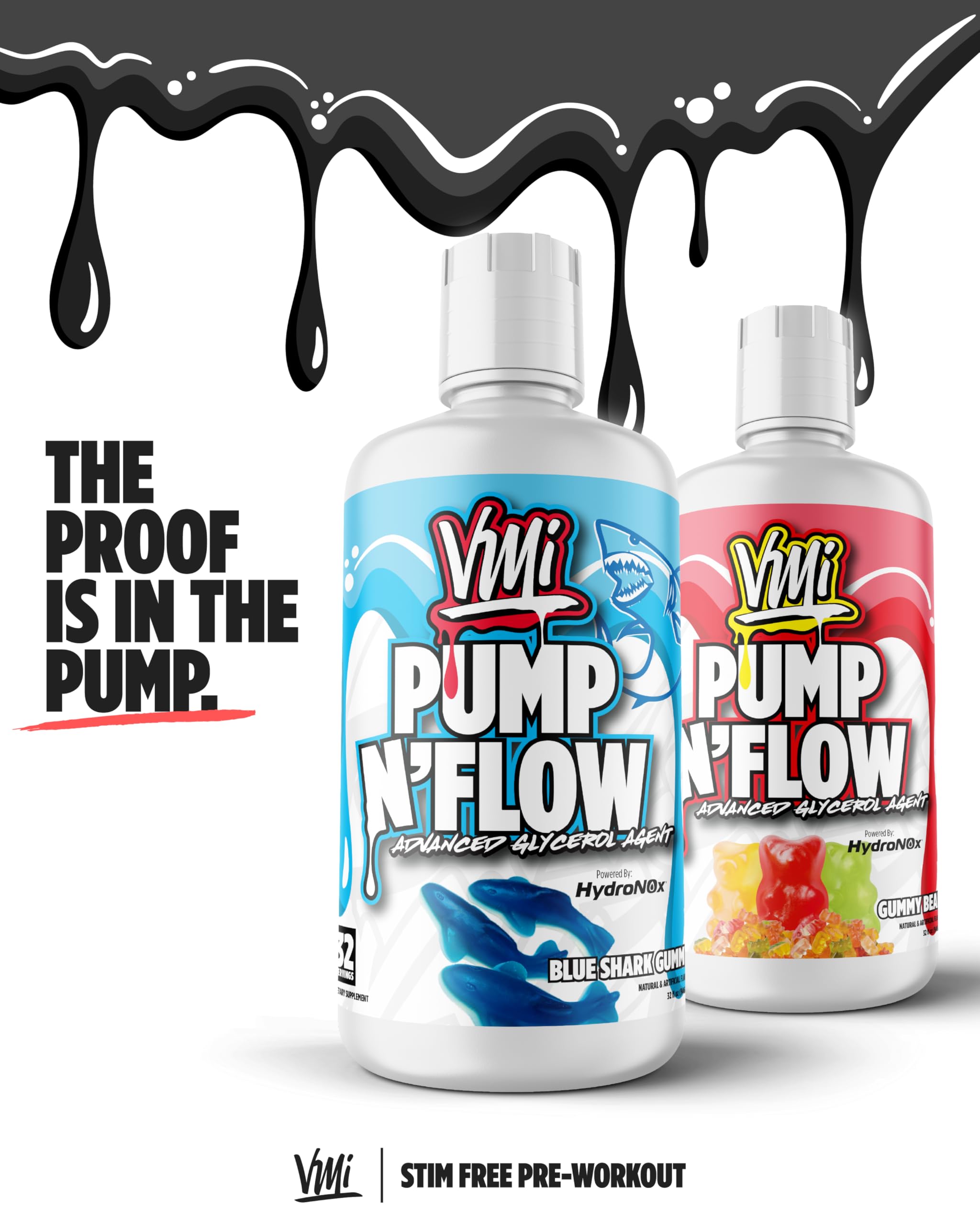 VMI Sports Pump N Flow glass showing zero sugar taste.