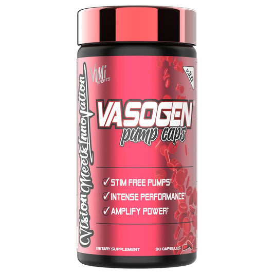 VMI Sports Vasogen Ultra bottle viewed close-up highlighting nitric oxide support