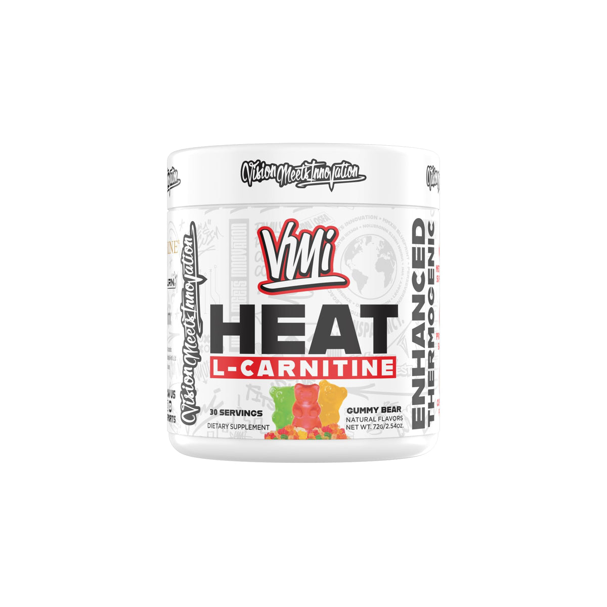 VMI Sports Heat L-Carnitine bottle front view for enhanced workout focus