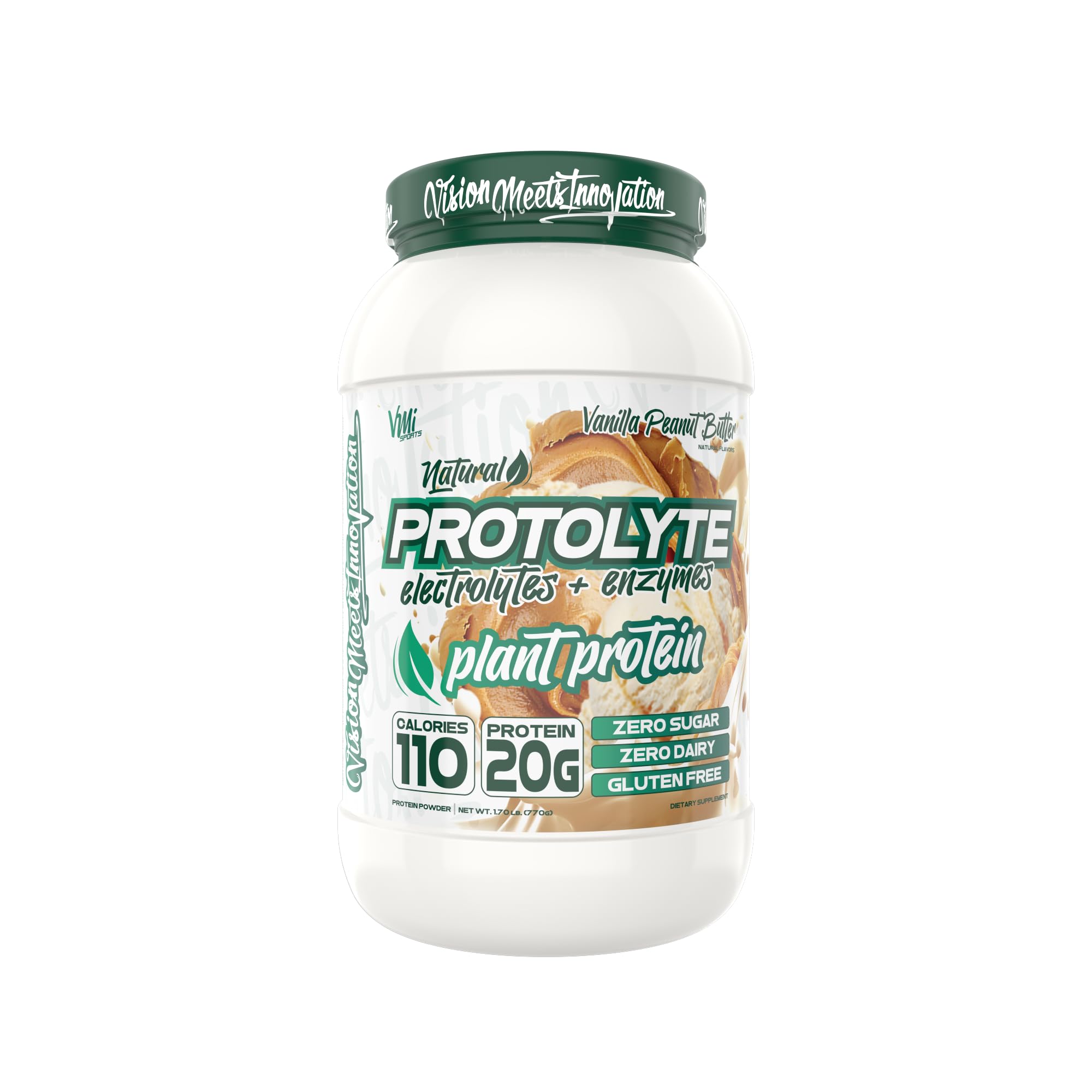 VMI Sports Protolyte Vanilla Peanut Butter bottle pour showing hydration-friendly design