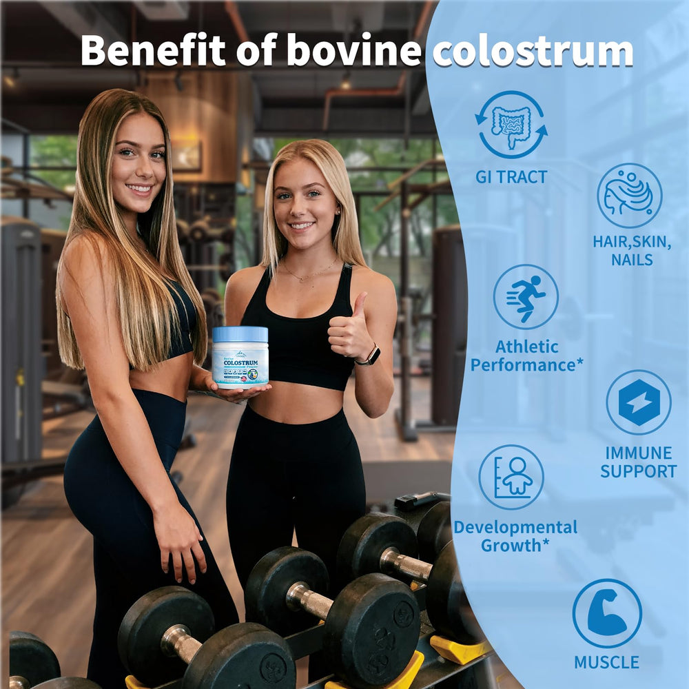 VNNIQ bovine colostrum powder in coffee cup; tasteless mix supports a steady immune routine.