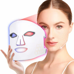 Vnvfd LED light therapy mask front view, promotes at-home facial rejuvenation and acne support