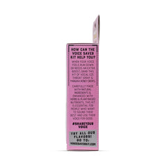 Vocal Eze ingredients close-up highlights marshmallow root and ginger for natural throat care.