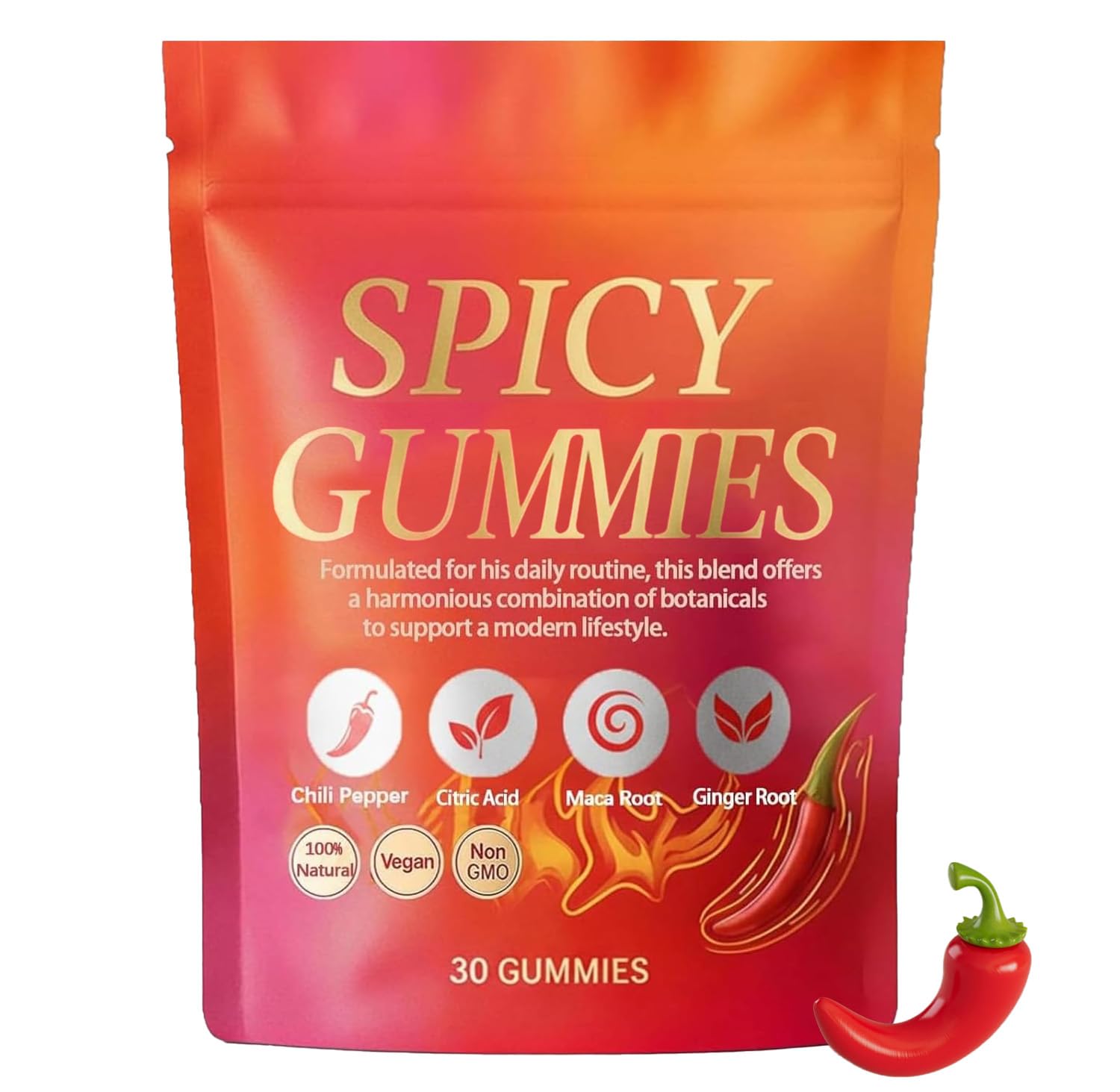 Voererh Spicy Gummy Hot Peach front view with vibrant flavor
