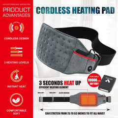Vofuoti heating pad displaying three heat settings for customizable warmth.