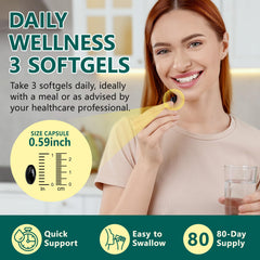 VOGSIG Lymphatic Drainage woman taking capsules with water.
