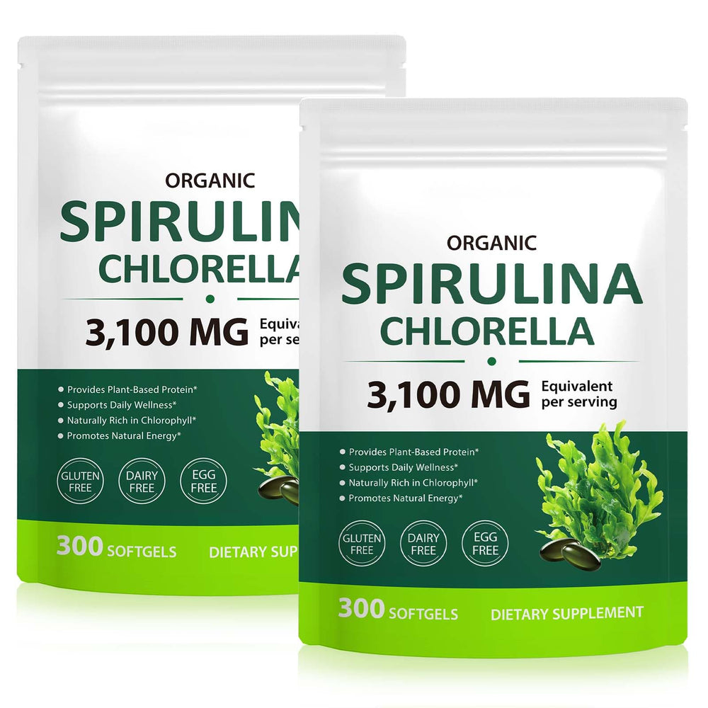VOGSIG Spirulina Chlorella capsules bottle for convenient daily vegan nutrition.