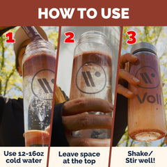 Voli Recovery serving with a glass and ice, illustrating on-the-go convenience