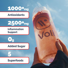Close-up of tart cherry and beetroot ingredients featured in Voli Recovery