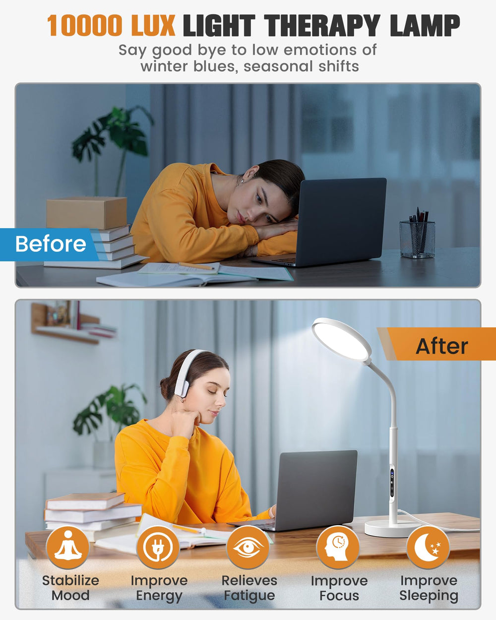 Volisun lamp color temperature control display showing warm to daylight options