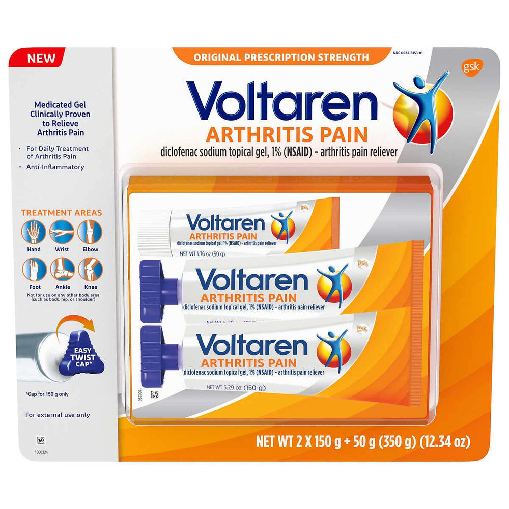 Voltaren Pain Gel Set tubes arranged on a clean surface for quick relief