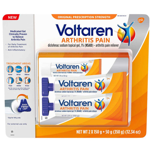 Voltaren Pain Gel Set tubes arranged on a clean surface for quick relief