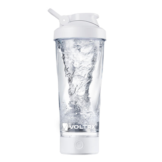 VOLTRX Premium Electric Shaker Bottle with lid closed for on the go shakes