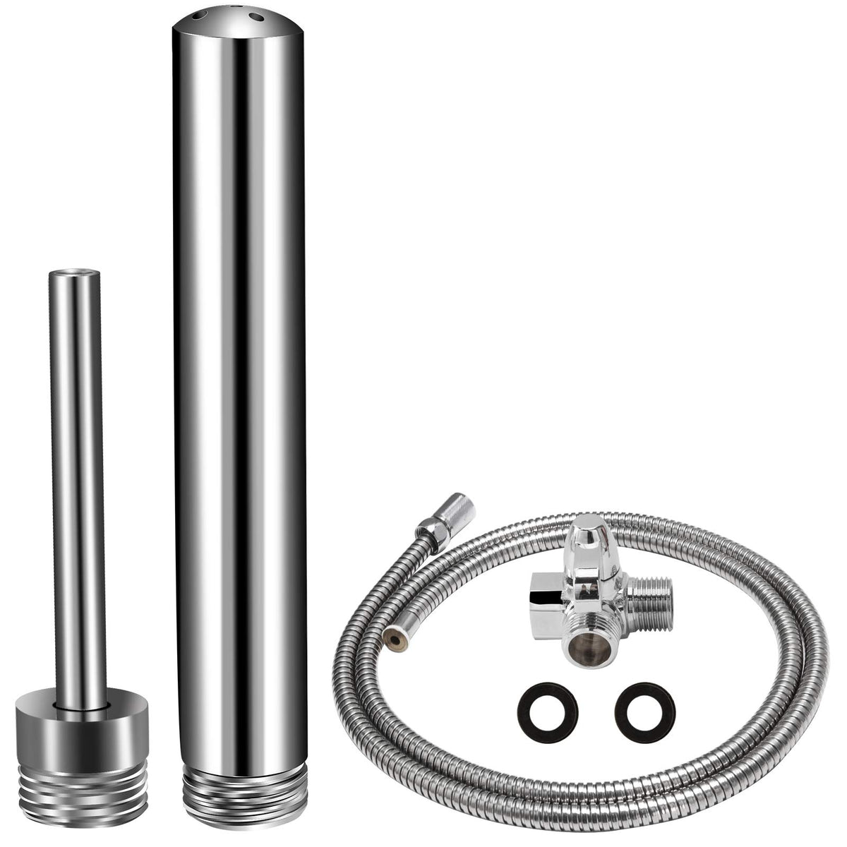 VONDERSO 6-foot stainless steel shower tube for flexible cleansing sessions.