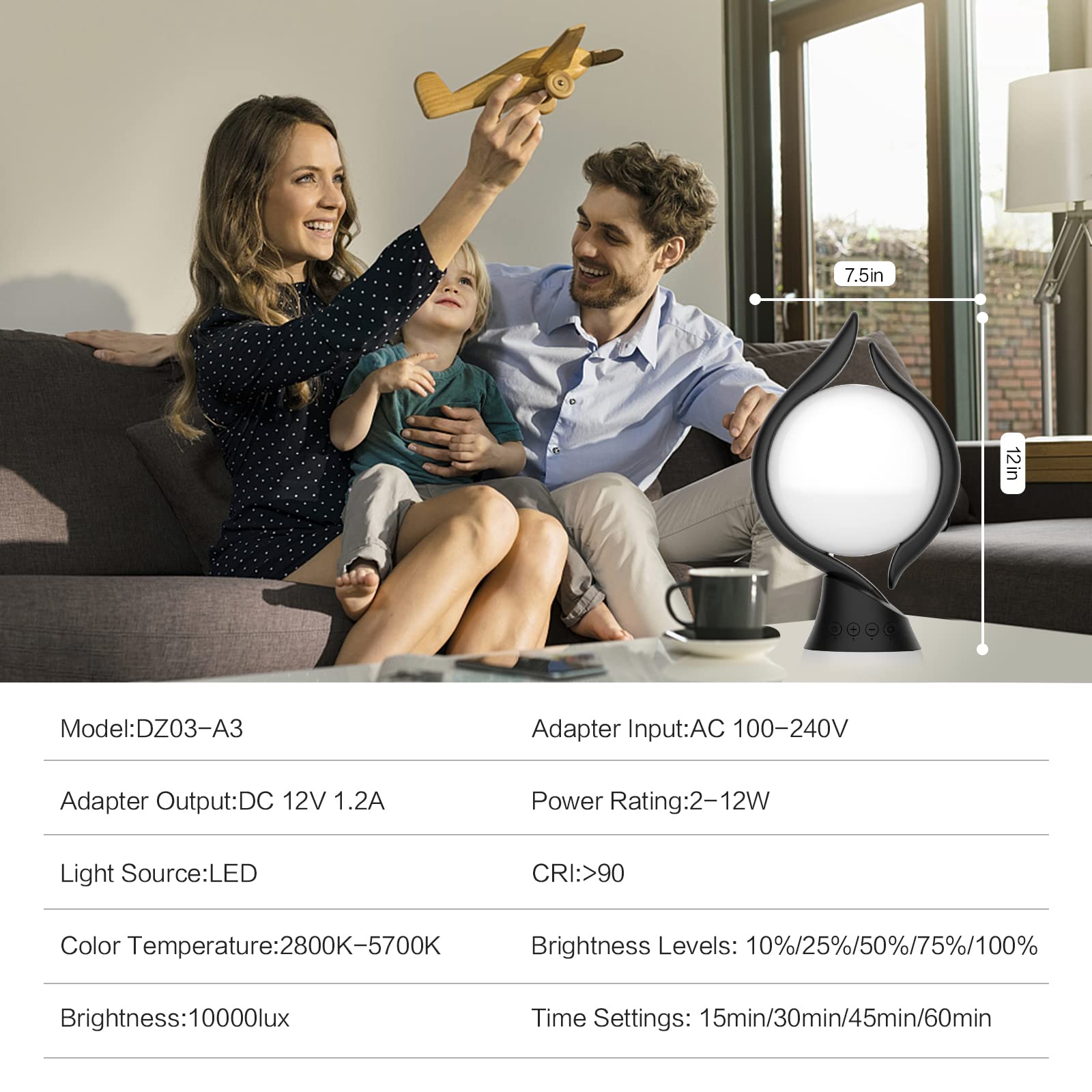 Voraiya lamp face-on view shows warm color temperature options.