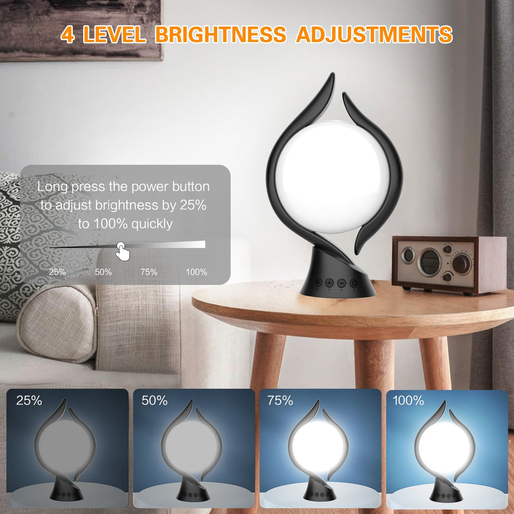Voraiya 10000 Lux lamp on bedside table to brighten mornings.