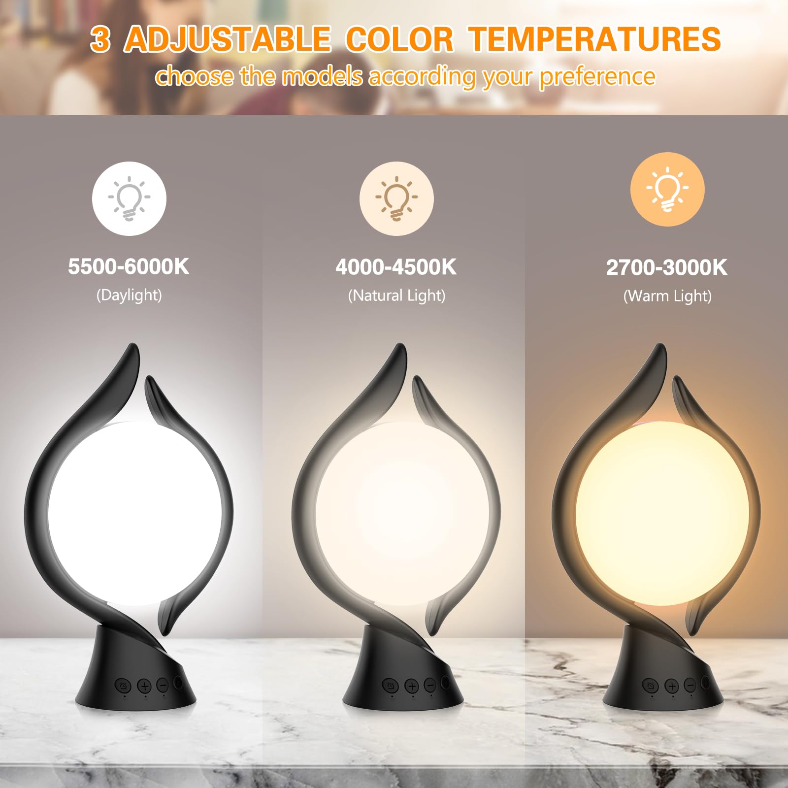 Voraiya lamp side view highlighting compact, space-saving design for small desks.