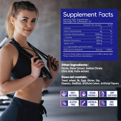 Nutrition label close-up showing 7,200 mg creatine per serving.