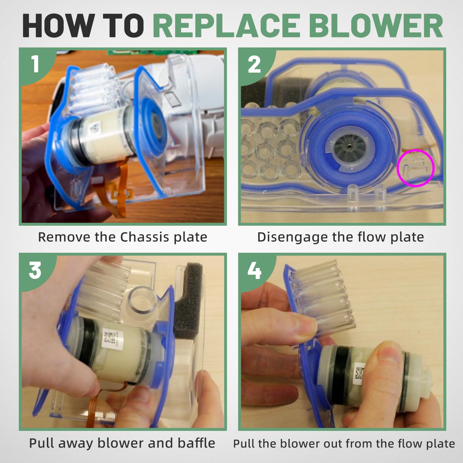 VORGENS CPAP motor blower installation guide image illustrates straightforward setup.