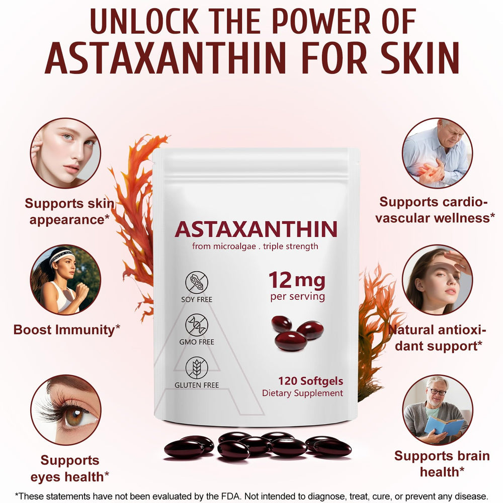 Vortexonix Astaxanthin for skin elasticity and natural glow potential.