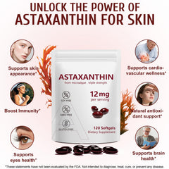 Vortexonix Astaxanthin for skin elasticity and natural glow potential.