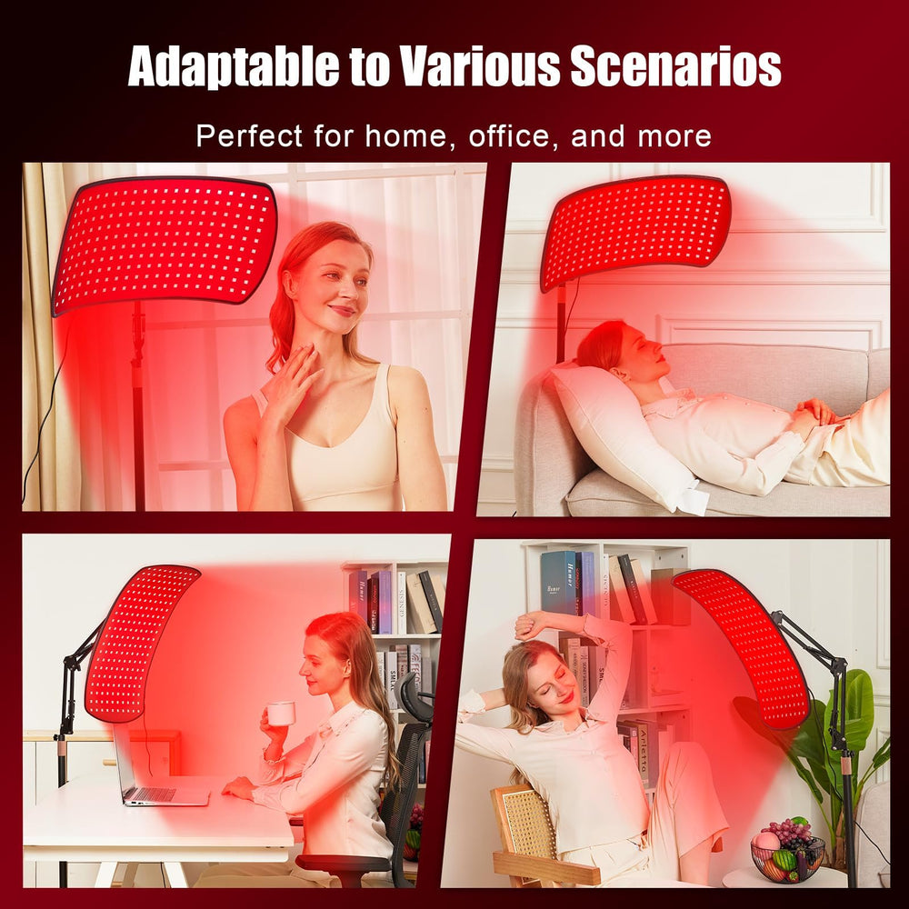Vortro belt-wearable strap enabling on-the-go pain relief with red light therapy.