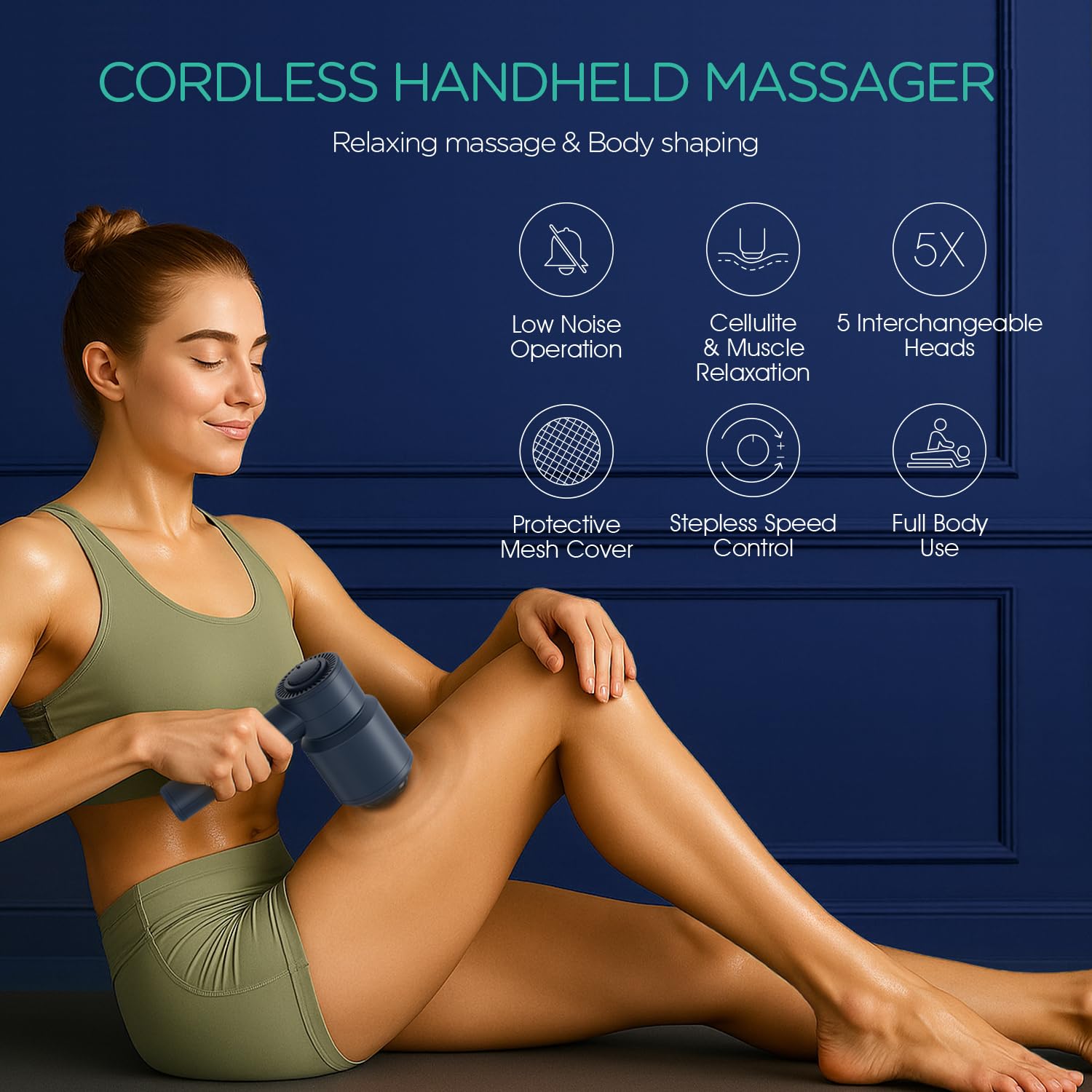 VOYOR-HEALTH cellulite massager rotating head closeup demonstrates deep-tissue contact for targeted sessions
