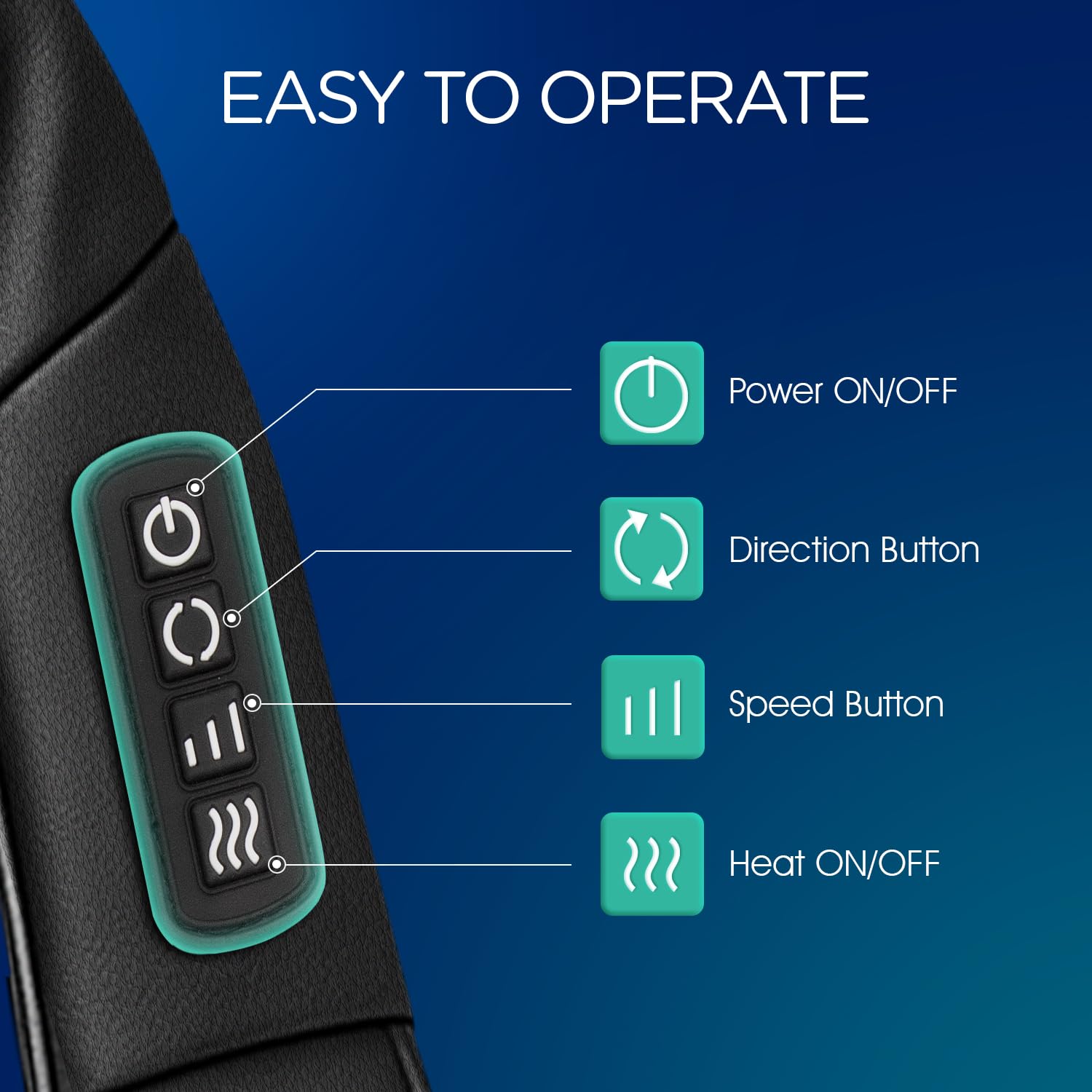 Control panel on VOYOR-HEALTH massager showing adjustable speed and direction options.